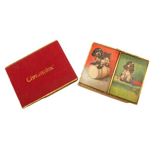 VTG Albert Staehle Trump Chromalox Spaniel Playing Cards 2 Decks & Velvet Box